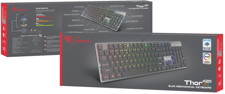 Klawiatura przewodowa Genesis Thor 420 RGB USB (NKG-1587) - obraz 3