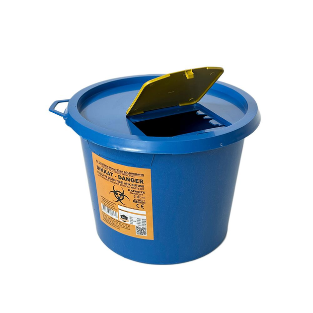 Контейнер для медицинских отходов 5 л, вторичный пластик, синий - изображение 2