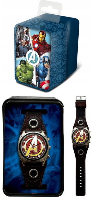 Zegarek analogowy Kids Euroswan w metalowym opakowaniu Avengers MV15788 (8435507834452) - obraz 3