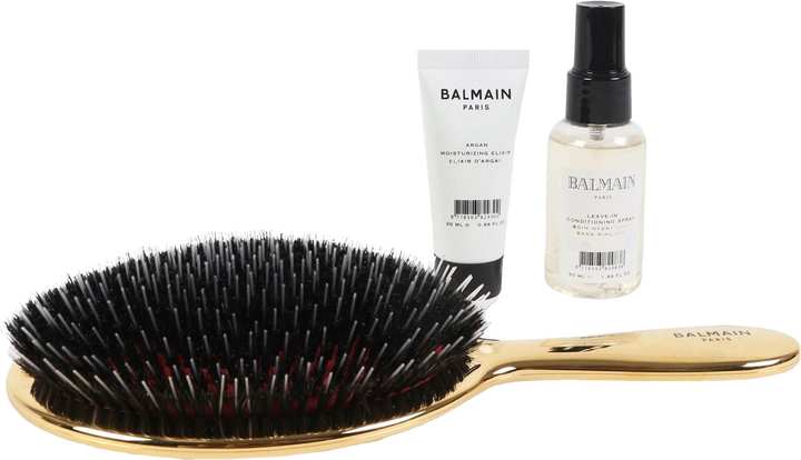 Набір для догляду за волоссям Balmain Golden Boar Hair Spa Brush Set Щітка для волосся + Еліксир 20 мл + Спрей-кондиціонер 50 мл (8719874332279) - зображення 2