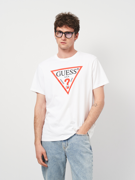 Акція на Футболка бавовняна чоловіча Guess M2GI68-KBA60-G011 S Біла від Rozetka