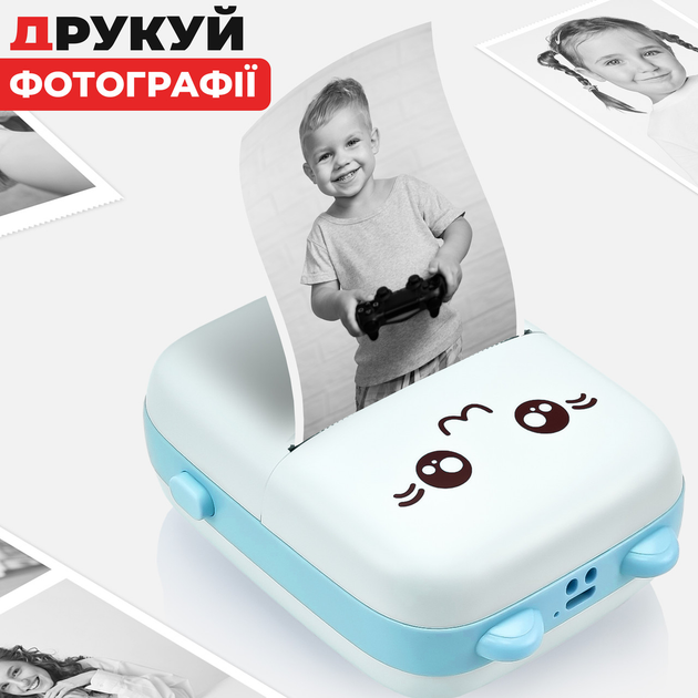 Портативный минипринтер Jetix Mini printer с Bluetooth для термопечати без чернил со смартфона Blue (JMP-2-RA) - изображение 4