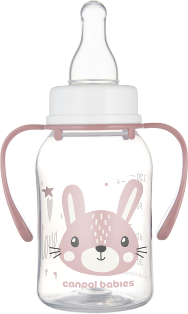 Стандартна пляшечка Canpol Babies Cute Animals Зайчик з ручками 120 мл (11/823_pin) - зображення 2