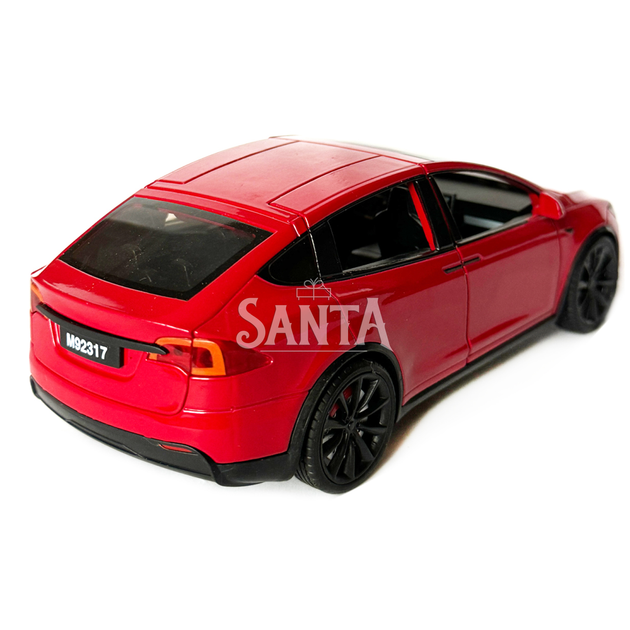 Машинка металлическая Tesla Model X Electrocar Тесла Модель X Электрокар красная 1:24 зарядная станция звук свет откр двери капот багажник резина колеса 18*6*8см (AP-2004) - изображение 4