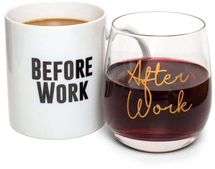 Zestaw prezentowy Thumbs Up Mug & Wine Filiżanka Before Work 300 ml + Szklanka After Work 300 ml (5060820073733) - obraz 1