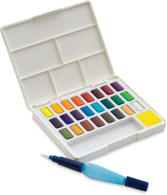 Zestaw farb akwarelowych Faber-Castell ze pędzelkiem ze zbiornikiem 24 kolory (6933256641663) - obraz 2
