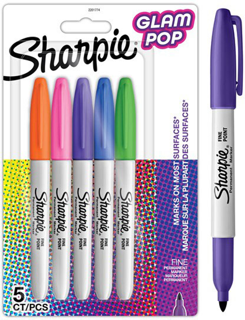 Набір маркерів Sharpie Permanent Marker Fine Glam Pop 5 шт (3026982017741) - зображення 1