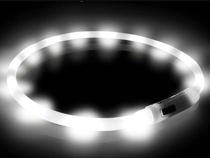 Нашийник для собак LED світиться білий 70 см 6640 - Фото 3 Нашийник для собак LED світиться білий 70 см 6640 - зображення 3