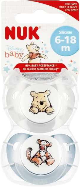 Smoczek Nuk Disney Baby Puchatek i Tygrysek 6-18 miesięcy 2 szt (4008600440468) - obraz 1