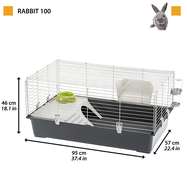 Клетка для кроликов и морских свинок Ferplast Rabbit 100 темно-серая 95х57х46 см 57052370 - изображение 2