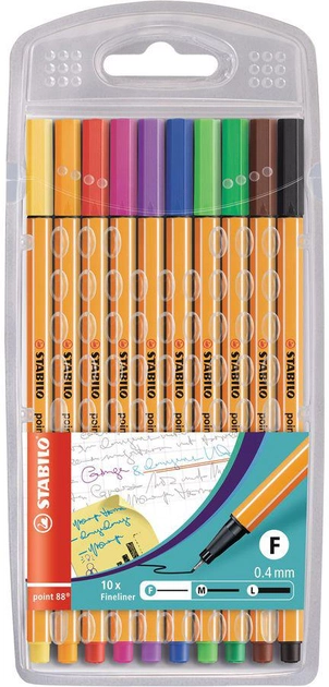 Набір ручок капілярних Stabilo Point 88 Fineliner Pen Wallet Різнокольорові 10 шт (4006381217842) - зображення 1