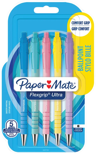 Набір кулькових ручок Paper Mate FlexGrip Ultra Pastel Чорні 5 шт (3026981529344) - зображення 1