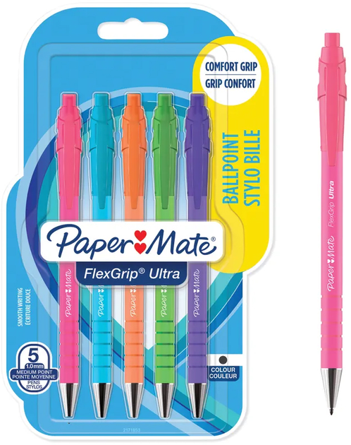 Набір кулькових ручок Paper Mate FlexGrip Ultra Сині 5 шт (3026981718557) - зображення 1