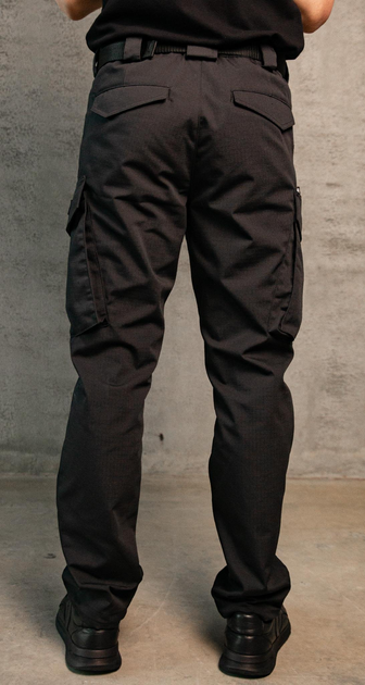Штани чоловічі карго модель SLAVA чорні розмір 34/34 + подарунок шеврон "ПОЛІЦІЯ" розміром 12*2,5 см - зображення 2