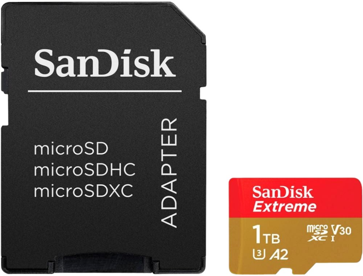 Карта пам'яті SanDisk Extreme microSDXC 1TB Class 10 UHS-I UHS-I U3 + adapter SD (SDSQXAV-1T00-GN6MA) - зображення 1