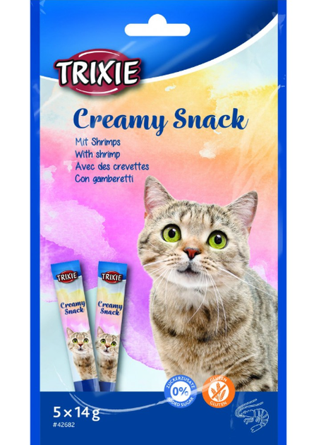Ласощі Trixie Creamy Snacks для котів, креветки, 5 шт/упак, 14 г - Фото 1 Ласощі Trixie Creamy Snacks для котів, креветки, 5 шт/упак, 14 г - изображение 1