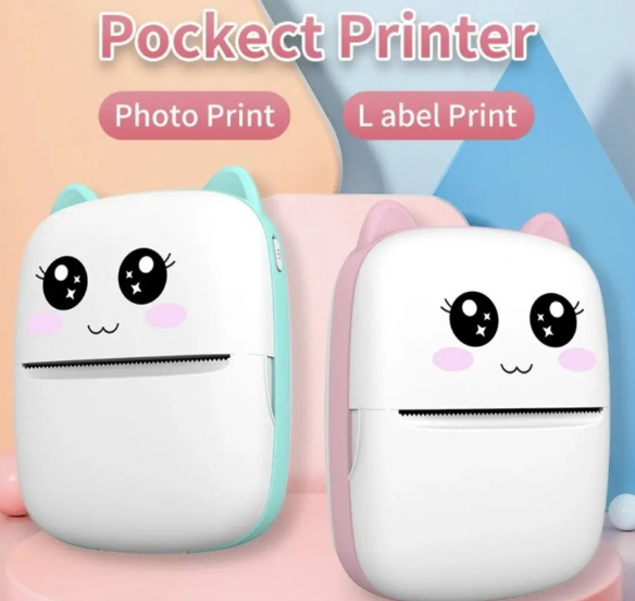 Портативний дитячий термопринтер для наклейок BAMBI CAT Mini Printer міні принтер без заливки чорнила BMP100 - зображення 6
