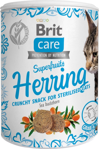 Лакомство для кошек Brit Care Cat Snack Superfruits Herring сельдь 100 г (8595602555710) - изображение 1