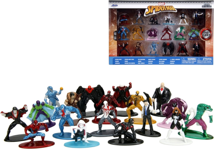 Металеві фігурки Людини-павука Jada Toys версія 9 18 шт 4 см (4006333084362) - зображення 2