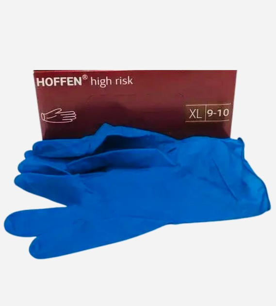 Рукавички латексні щільні High Risk HOFFEN розмір XL (50 шт./уп.) - изображение 1