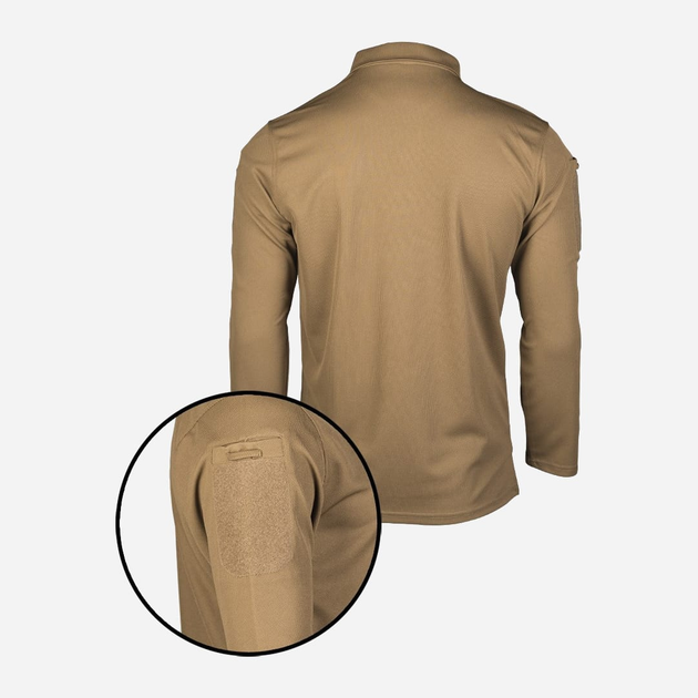 Тактическая рубашка мужская MIL-TEC Tactical Long Sleeve Polo Shirt Quick Dry 10962019 XL [1190] DARK COYOTE (4046872392597) - изображение 2