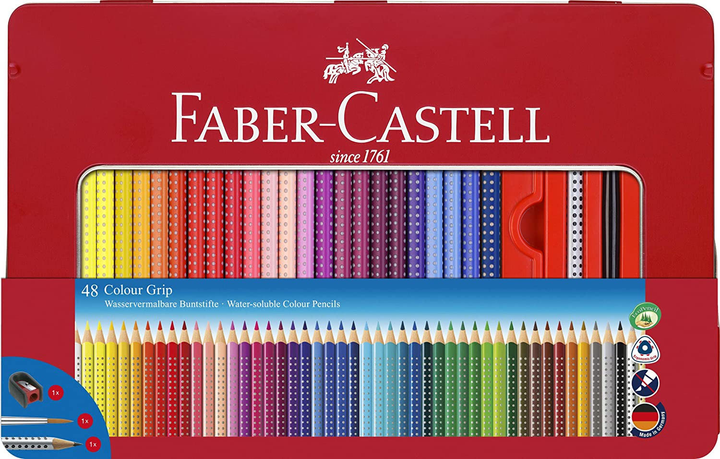 Zestaw kolorowych ołówków Faber-Castell Metal Tin with Accessories 48 szt (4005401124481) - obraz 1