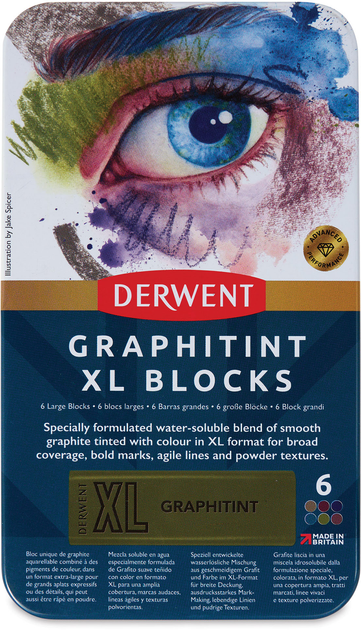 Набір кольорових графітових блоків Derwent Graphitint XL Blocks 6 шт (5028252635547) - зображення 1