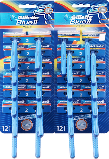 Zestaw jednorazowych maszynek do golenia Gillette Blue II Plus 24 szt (7702018923946) - obraz 1