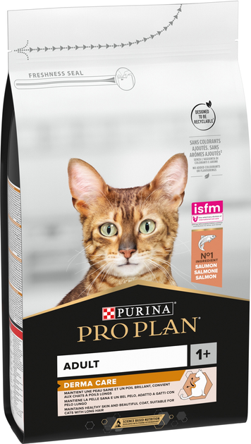 Сухий корм для дорослих котів Purina Pro Plan Adult 1+ Derma Care для підтримки здоров'я шкіри та краси шерсті з лососем 1.5 кг (DLKPUIKAS0020) - зображення 2