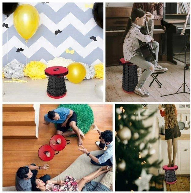 Складний табурет круглий пластиковий Кемпінг Telescopic stool туристичний стілець телескопічний - зображення 15