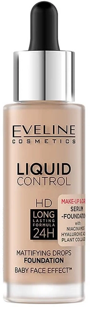 Жидкая тональная основа Eveline Liquid Control №035 Natural Beige Niacynamid 32 мл (5903416048565) - Фото 1 Жидкая тональная основа Eveline Liquid Control №035 Natural Beige Niacynamid 32 мл (5903416048565) - изображение 1
