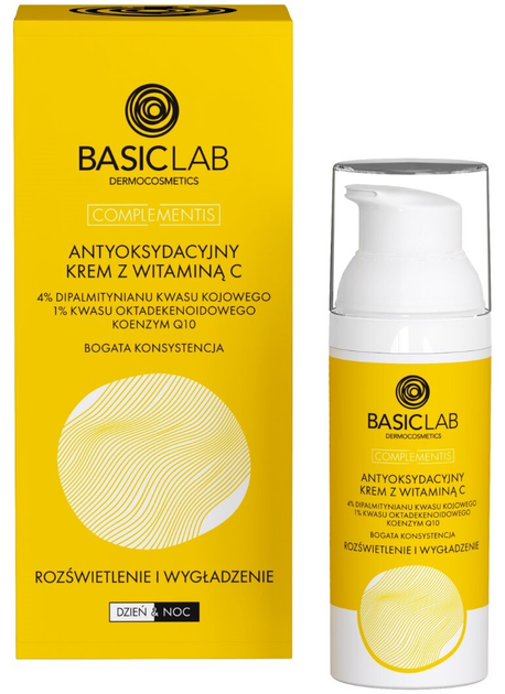 Krem do twarzy BasicLab antyoksydacyjny, rozjaśniający, wygładzający 50 ml (5904639173690) - obraz 1