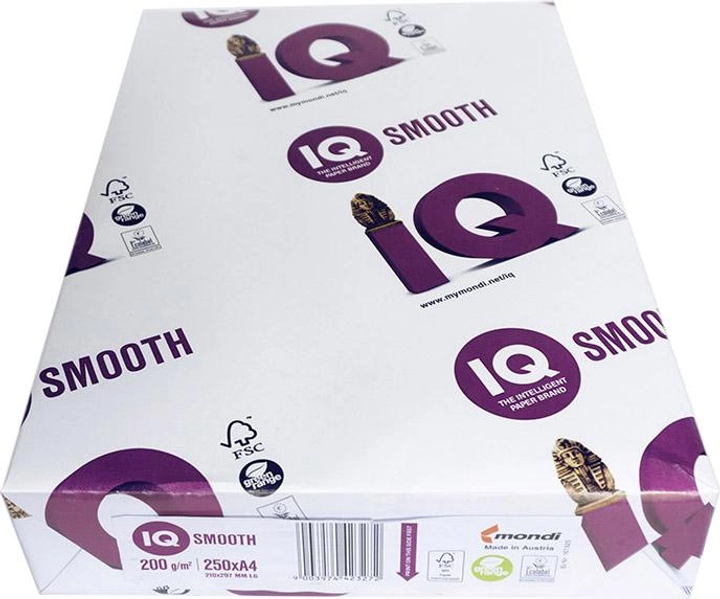 Упаковка бумаги офисной IQ Smooth А4 200 г/м² 250 листов х 4 шт ...