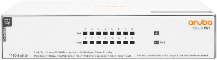 Комутатор HP Enterprise Aruba Instant ON 1430 8G PoE+ Switch (R8R46A) - зображення 1
