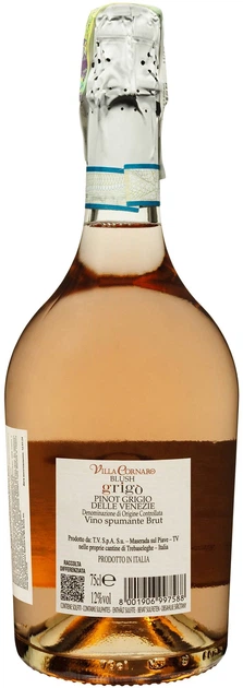 Ігристе вино Villa Cornaro Pinot Grigio Blush Brut Delle Venezie рожеве сухе 0.75 л 12% (8001906997588) - зображення 2
