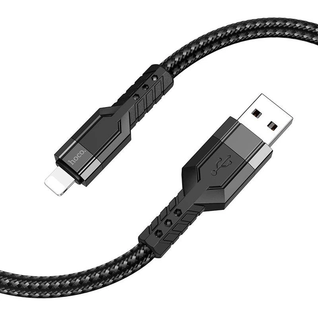 Кабель HOCO USB-A - Lightning U110 1.2m чорний 6931474770561 - зображення 4