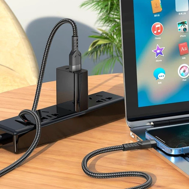 Кабель HOCO USB-A - Lightning U110 1.2m чорний 6931474770561 - зображення 5