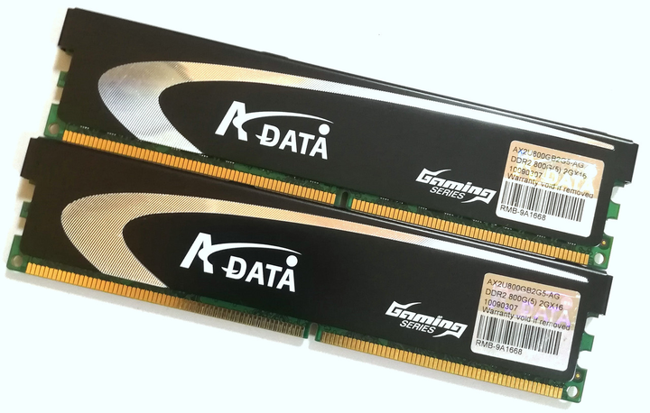 Пара оперативної пам'яті ADATA DDR2 4Gb (2Gb+2Gb) 800MHz 6400U CL5 (AX2U800GB2G5-AG) Б/У - зображення 1