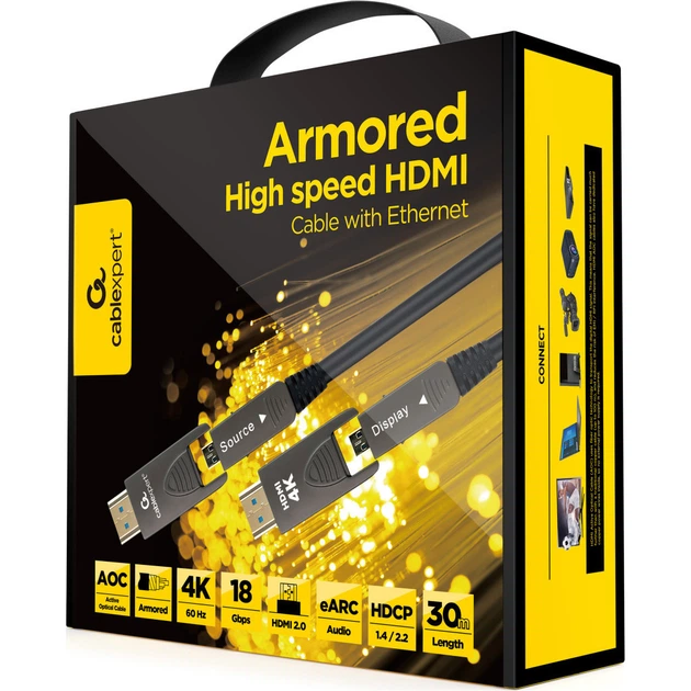 Кабель мультимедийный HDMI M to HDMI M 30.0m V2.0 4K60Hz A/D to A/D AOC Cablexpert (m501554) - изображение 3
