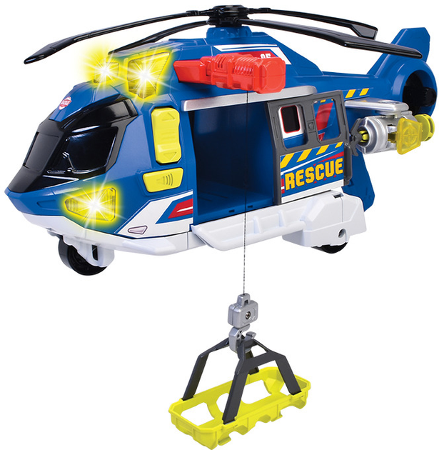 Funkcjonalny helikopter Dickie Toys Rescue Service z wyciągarką z efektami dźwiękowymi i świetlnymi 36 cm (203307002) - obraz 1