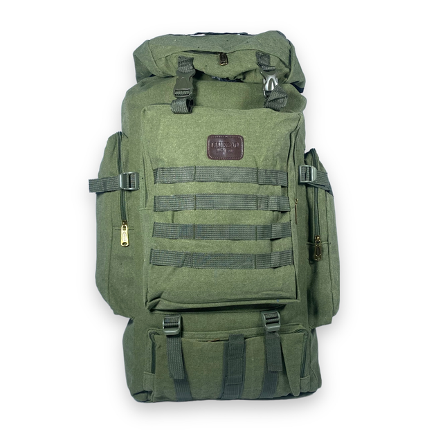 Рюкзак тактичний 50 л, одне відділення на стяжці, додаткові кишені, розмір: 70*35*20 см, хакі - изображение 1