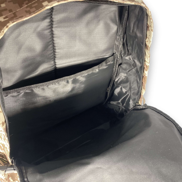 Тактичний рюкзак, 40 л, два відділи, дві фронтальні кишені, розмір: 50*40*20 см, коричневий піксель - изображение 2