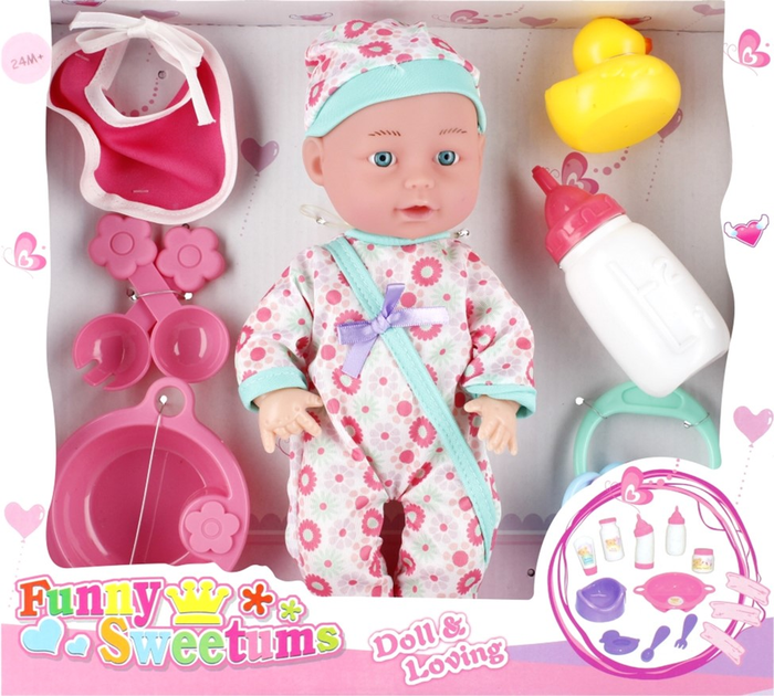 Lalka bobas Uneeda Funny Sweetums Doll & Loving z akcesoriami 25 cm (5904335896459) - obraz 1