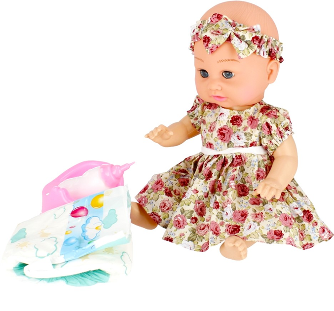Lalka bobas LS Love Baby w różowej sukience 40 cm (5904335844931) - obraz 3