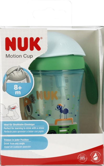 Кружка з трубочкою Nuk Motion Cup Зелена 230 мл (4008600442271) - зображення 1