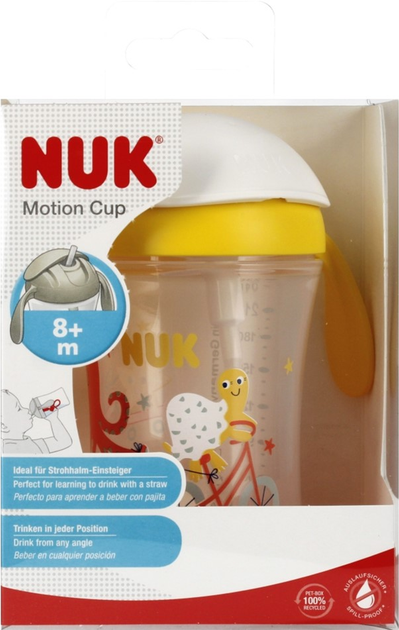 Kubek ze słomką Nuk Motion Cup Żółty 230 ml (4008600442271) - obraz 1