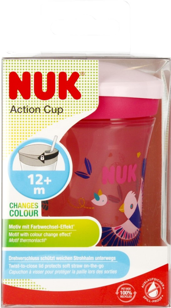 Kubek ze słomką Nuk Action Cup Różowy 230 ml (4008600439943) - obraz 1