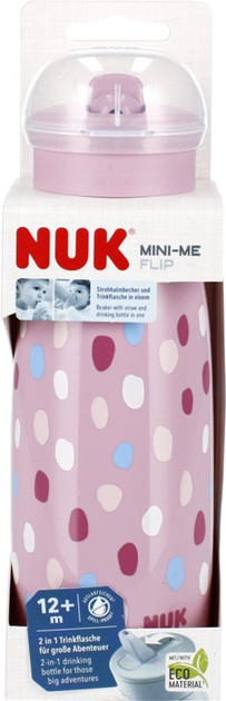 Кухоль з трубочкою Nuk Mini-Me Flip 2 в 1 Рожевий 450 мл (4008600442660) - зображення 1