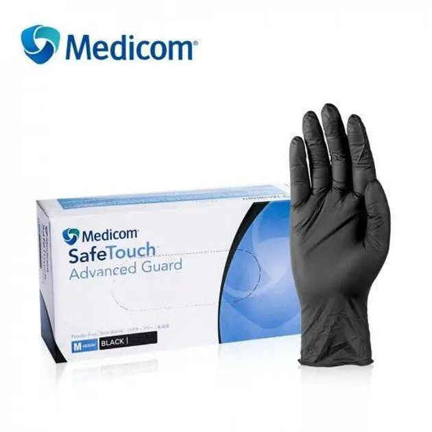 Рукавички Medicom black нітрилові розмір M 100 шт чорні - изображение 1