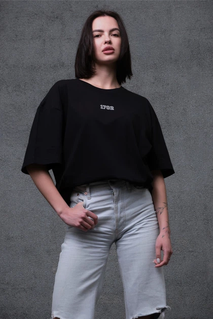Жіноча Оверсайз Футболка З Принтом Without Vintage Black S/M (8049247) - изображение 3